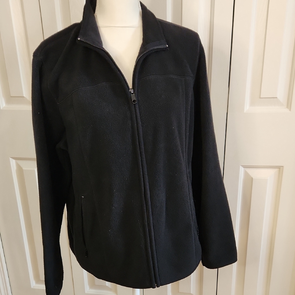 Black Utility Jacket with Full-Length Zipper